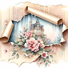 Схема вышивки «Старый город в розах»