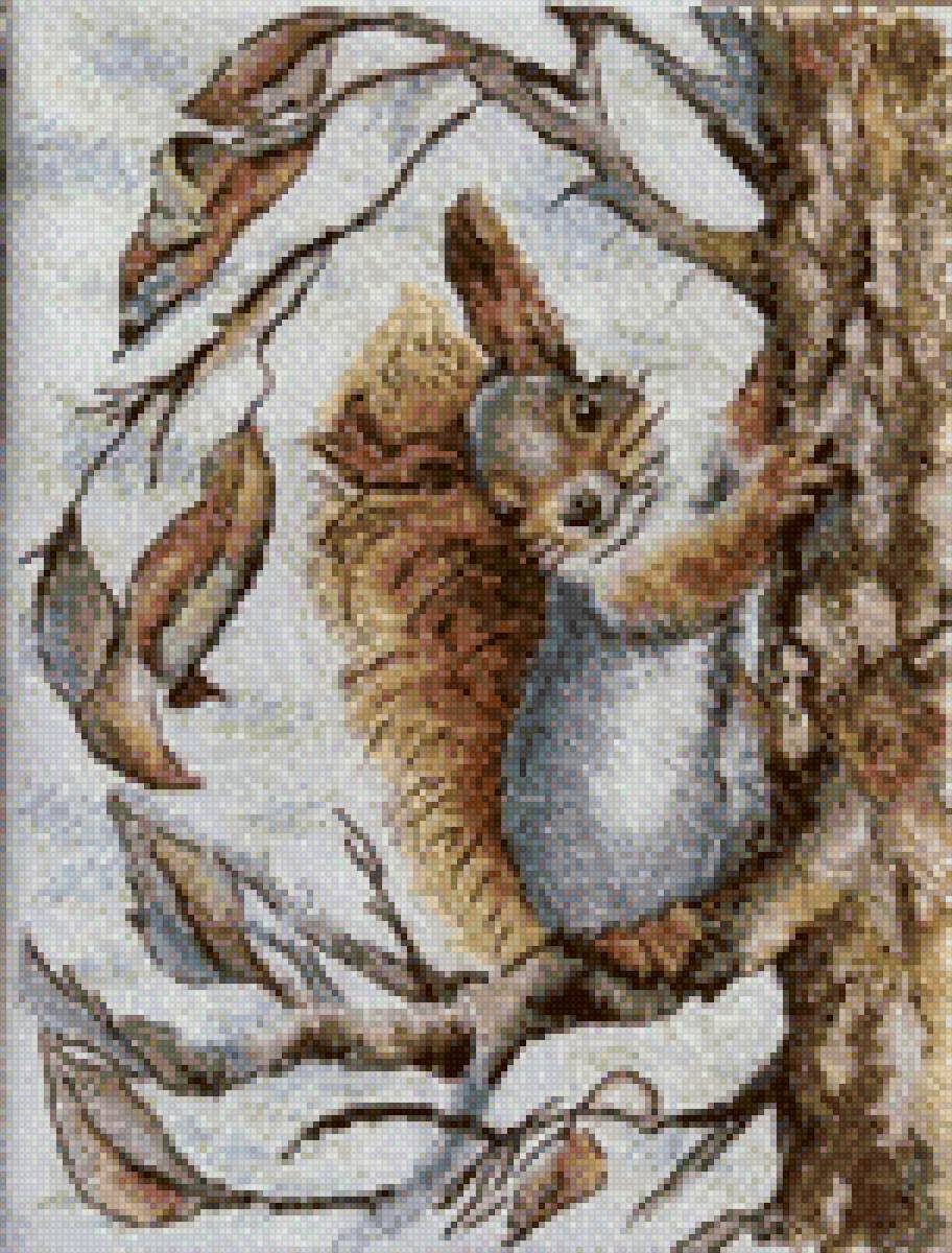 Белочка - на ветке - предпросмотр