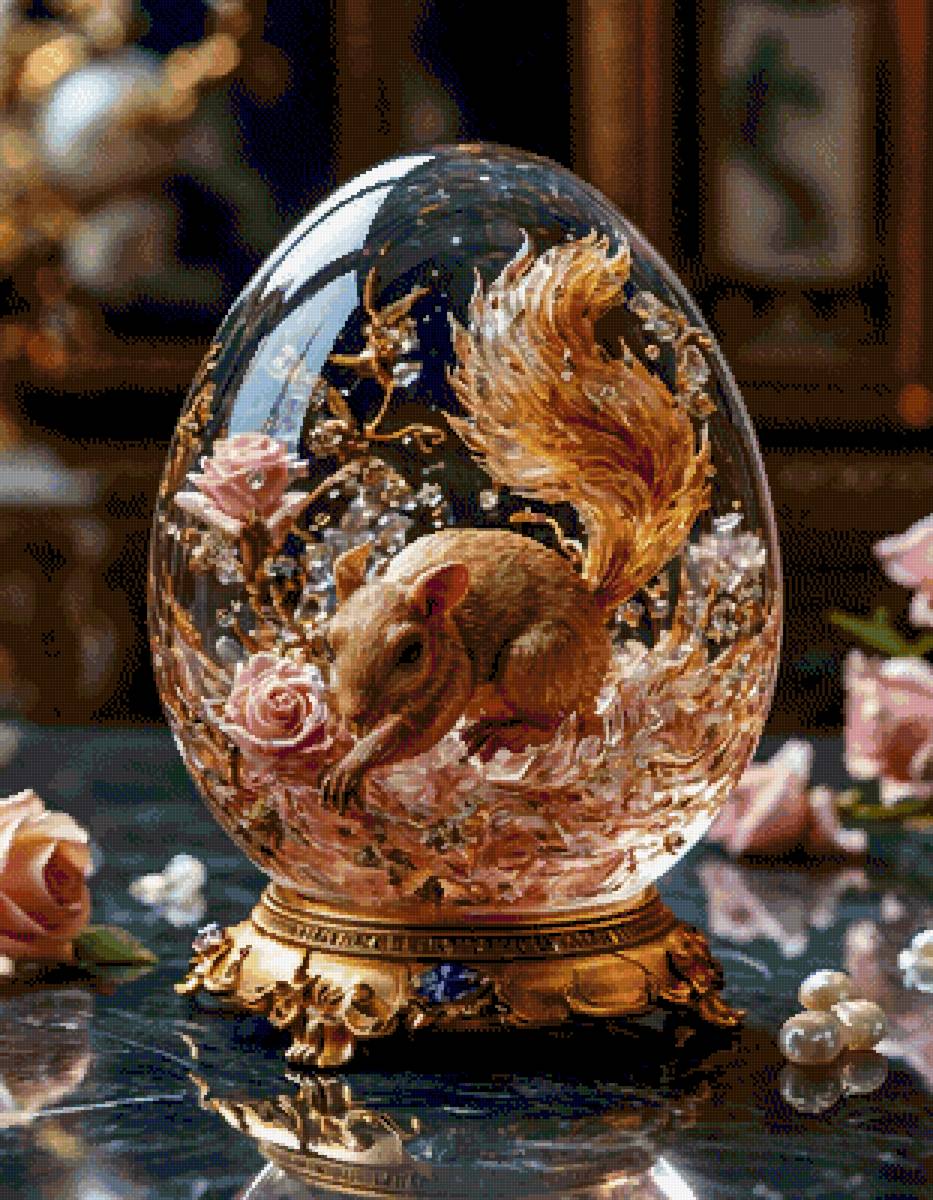 резьба по стеклу - белка в хрустале - предпросмотр