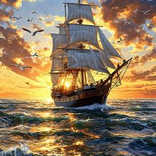 Схема вышивки «парусник»