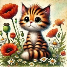 Схема вышивки «котенок»