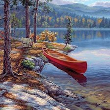 Схема вышивки «Лодка у берега. Даррелл Буш»