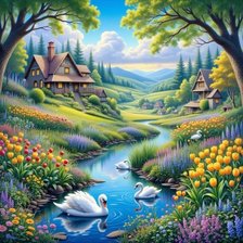 Схема вышивки «Деревня»