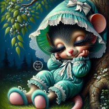 Схема вышивки «Спящий мышонок»