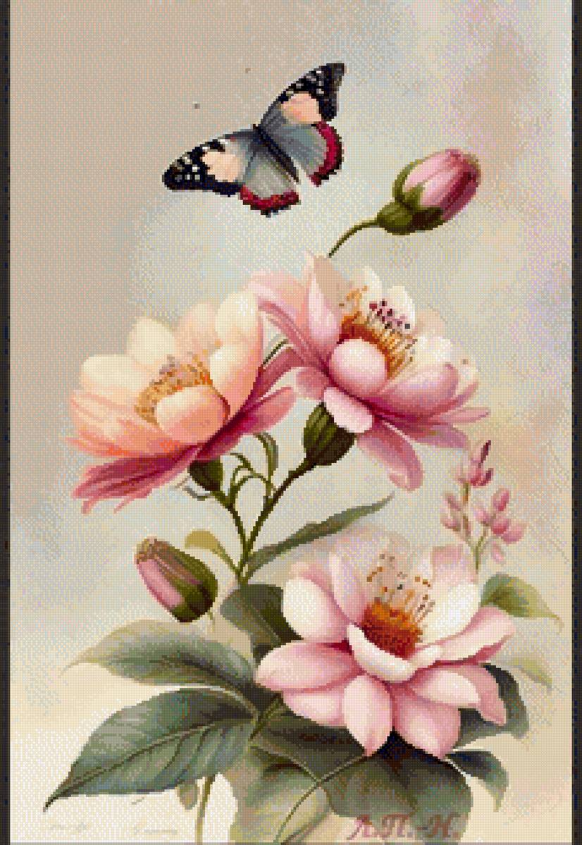 Цветы - бабочка - предпросмотр