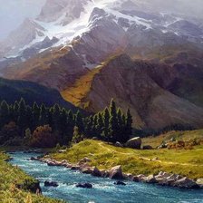 Схема вышивки «Горы Домбая. Владимир Фёдоров»