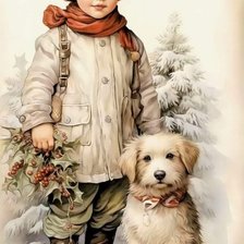 Схема вышивки «Chico con perro»