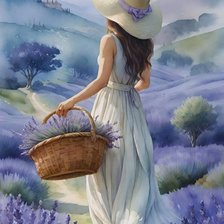 Схема вышивки «Девушка с лавандой»