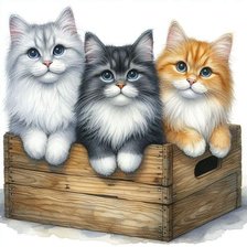 Схема вышивки «Три котёнка»