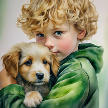 Схема вышивки «Мальчик со щенком»