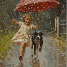 Схема вышивки «Под дождём. Беатрис Крауб»