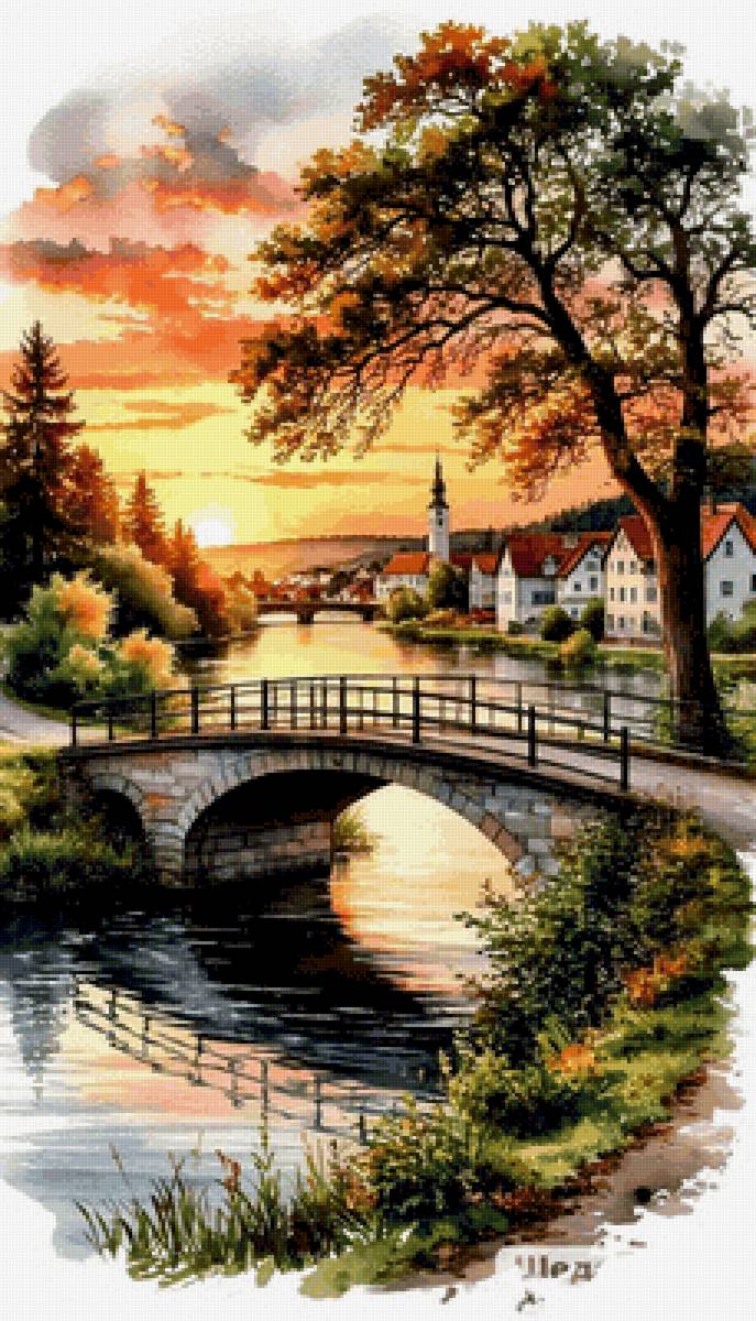 Пейзаж акварелью. - предпросмотр