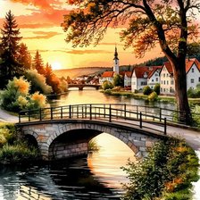 Схема вышивки «Пейзаж акварелью.»