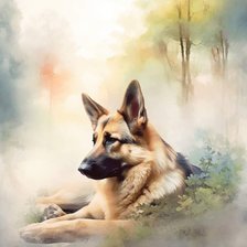 Схема вышивки «Овчарка. Акварель»