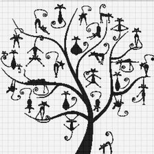 Схема вышивки «Коты на дереве»