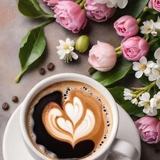 Схема вышивки «Цветы и кофе»