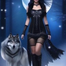 Схема вышивки «Волк и девушка»