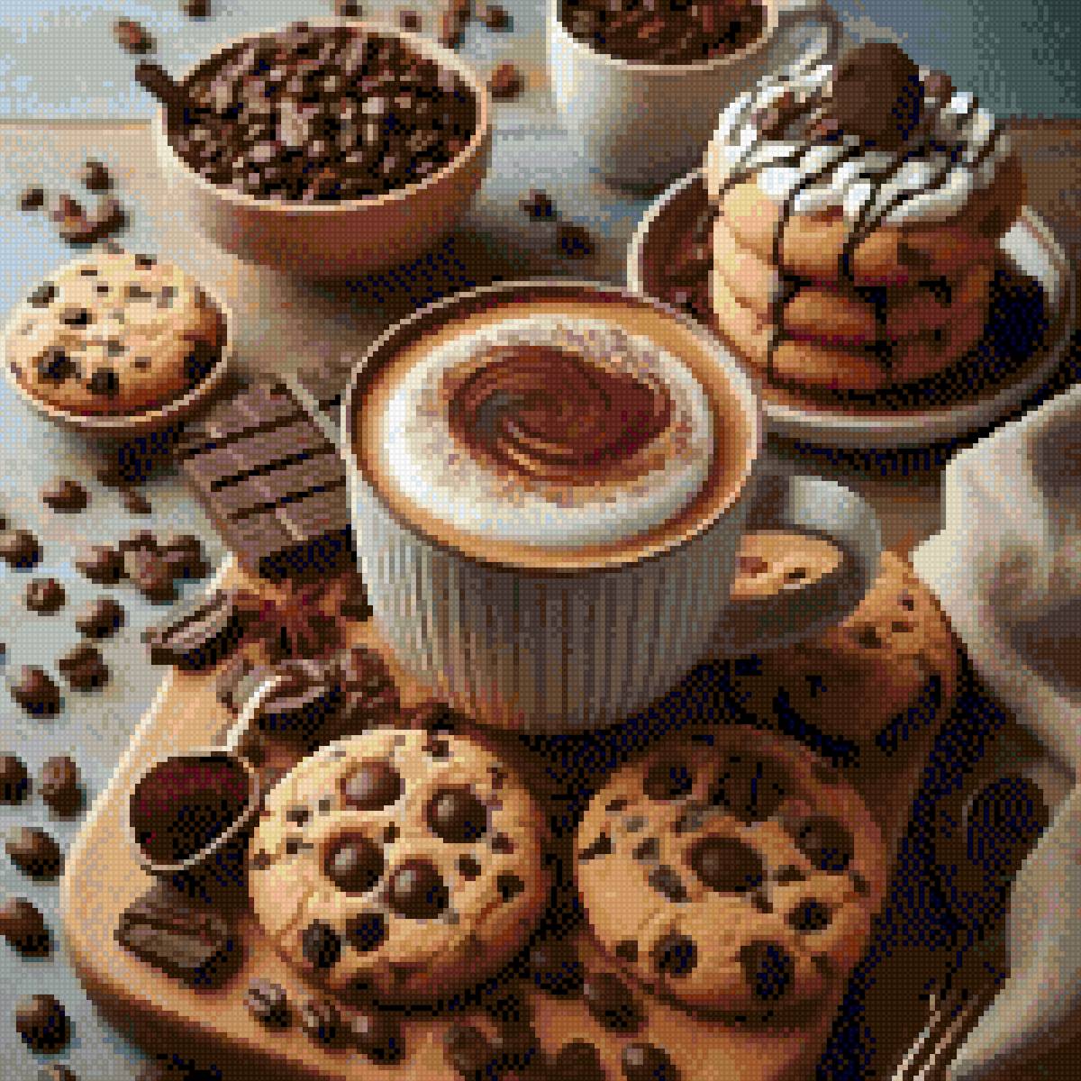 Кофе и печенье - кофе, печенье, ягоды - предпросмотр