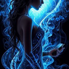 Схема вышивки «Девушка с мобильником»