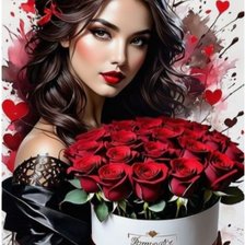 Схема вышивки «Девушка с цветами»