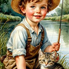 Схема вышивки «маленький рыбак»