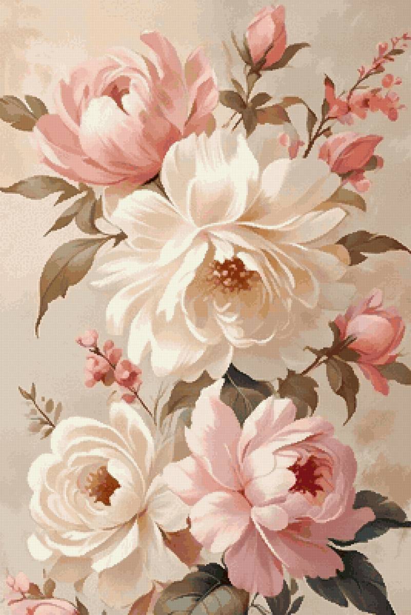 Пионы - букет пионов, розовые белые пионы, нежные пионы - предпросмотр