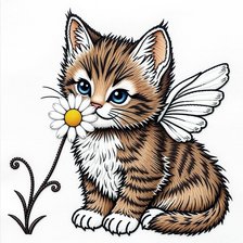 Схема вышивки «Котенок с крыльями»