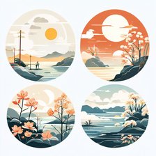 Схема вышивки «4 пейзажа»