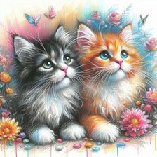 Схема вышивки «котята»