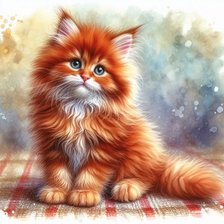 Схема вышивки «Рыжий котенок»