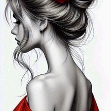 Схема вышивки «девушка в красном»