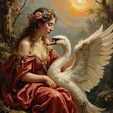 Схема вышивки «Девушка с лебедем»