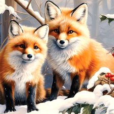 Схема вышивки «лисята»