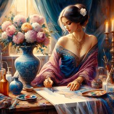 Схема вышивки «Роспись по шелку»