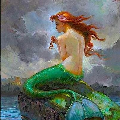 sirena pelirroja - sirena, fantasia - оригинал