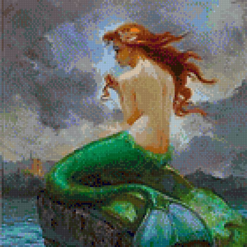 sirena pelirroja - fantasia, sirena - предпросмотр