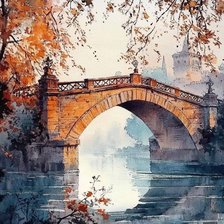 Схема вышивки «Старый каменный мост. Ренни Ригли»