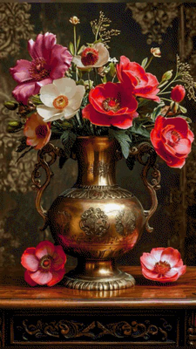 золотая ваза - цветы ваза золотая - предпросмотр