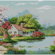 Схема вышивки «Дім біля ріки»