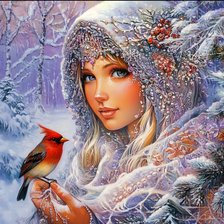 Схема вышивки «девушка-зима»