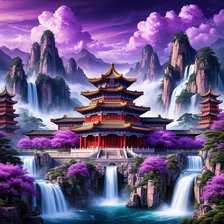 Схема вышивки «Китайский дворец в облаках»