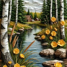 Схема вышивки «пейзаж»