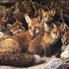 Схема вышивки «Family of foxes»