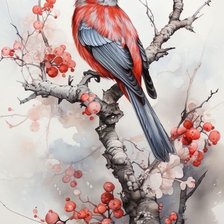 Схема вышивки «Птица на ветке»