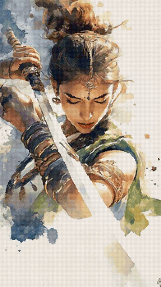 Девушка с мечом - девушка, меч, самурай - предпросмотр