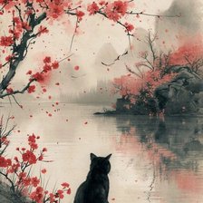 Схема вышивки «Кот у влды»