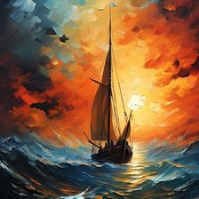 Схема вышивки «Лодка в шторм»