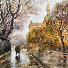 Схема вышивки «осенняя прогулка»