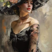 Схема вышивки «Дама в шляпе»