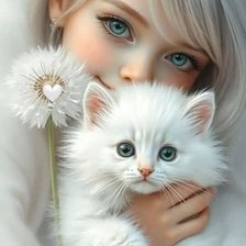 Схема вышивки «Девочкв с котиком»